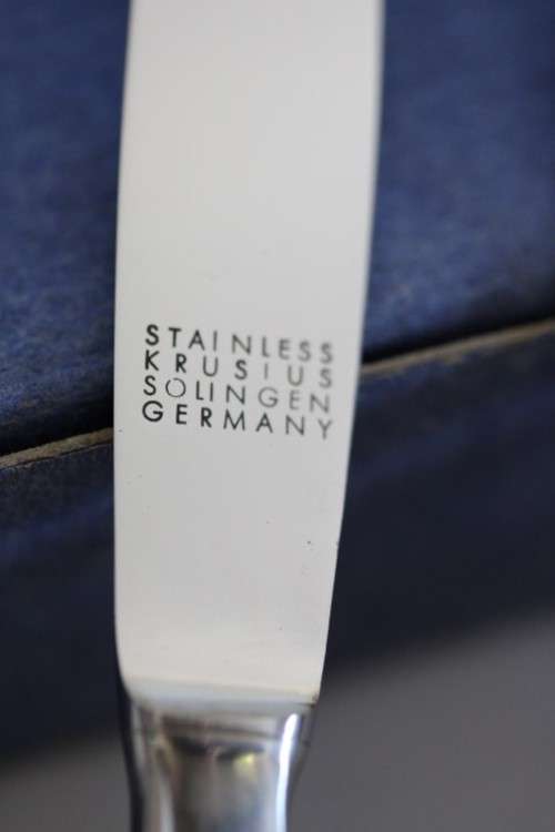 An exquisite set of 6x vintage German made Krusius Solingen (Stainless steel) butter knives