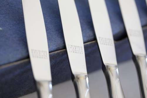 An exquisite set of 6x vintage German made Krusius Solingen (Stainless steel) butter knives