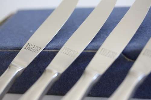 An exquisite set of 6x vintage German made Krusius Solingen (Stainless steel) butter knives