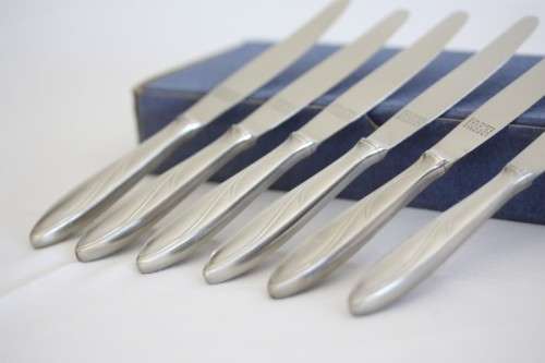An exquisite set of 6x vintage German made Krusius Solingen (Stainless steel) butter knives