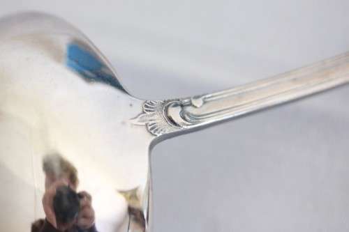 A beautiful vintage (boxed) German made "Wilkens" 90 silver plated gravy ladle and meat fork set