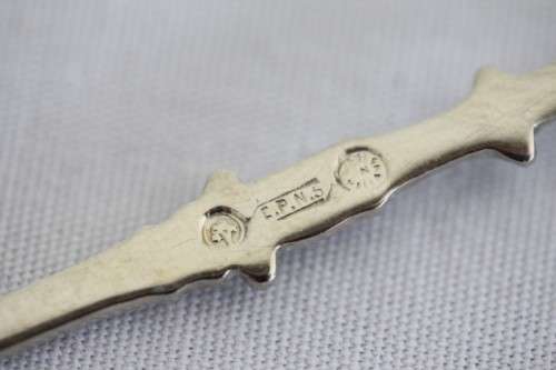 An awesome boxed set of six Dutch made silver plated cake forks with blue and white decals