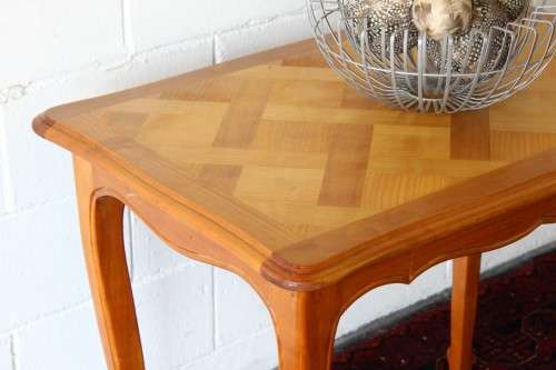 **RS17_Clearance** Oriental Teak occasional/ display table w/ Louis XV legs and a checkered top