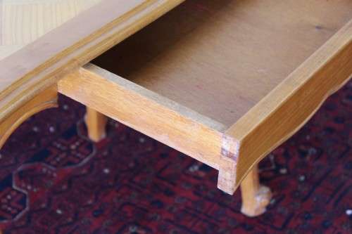 **RS17_Clearance** Oriental Teak occasional/ display table w/ Louis XV legs and a checkered top
