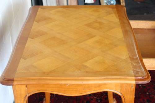 **RS17_Clearance** Oriental Teak occasional/ display table w/ Louis XV legs and a checkered top