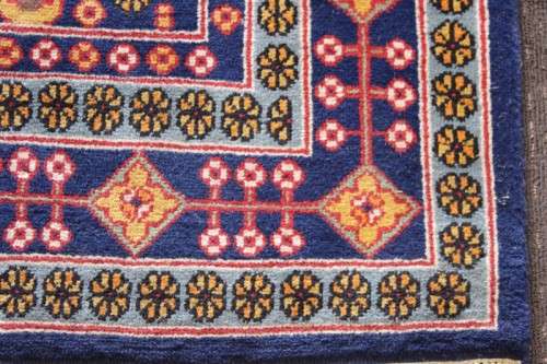 A beautiful and very well made colourful Russian Derbent carpet in light & dark blue, reds and rust