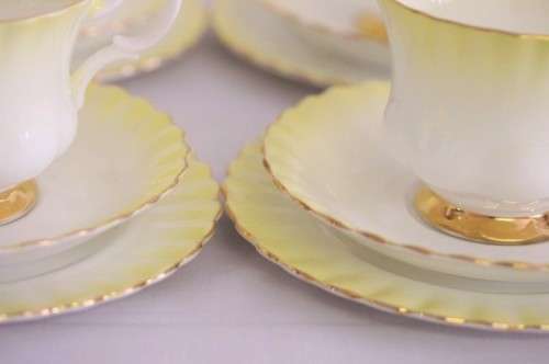A gorgeous vintage Royal Albert porcelain trio in the beautiful "Rainbow Yellow" pattern