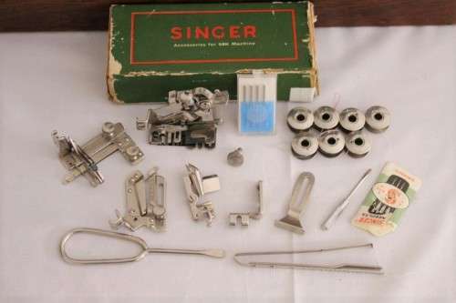 A stunning antique 1937 Singer 99K hand-cranked sewing machine w/ loads of accessories & attachments