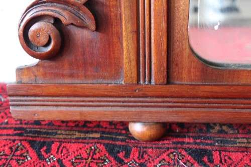 A beautiful antique (1904) Edwardian hand carved mahogany wall-mountable "over" mantle mirror - WOW!