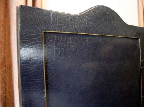 **RS17** A fabulous wooden glossy black and gold patterned 4-panel room divider. Beautiful!!!