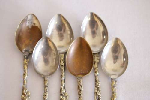 A wonderful set of 6x rare antique Italian made "Alpak" silver plate Roman themed figural spoons