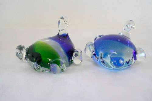 **RS17** Two awesome vintage Italian made "Murano" glass-art decorative "turtles" in great condition