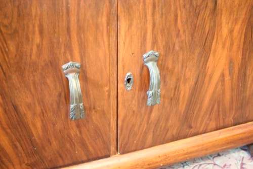 **RS17** An Art Deco display/ show cabinet with glass doors and a large bottom double door cupboard