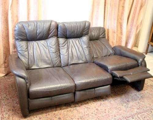 **RS17_Clearance** XL - 2,08cm long genuine leather 3-seater reclining couch in great condition!!