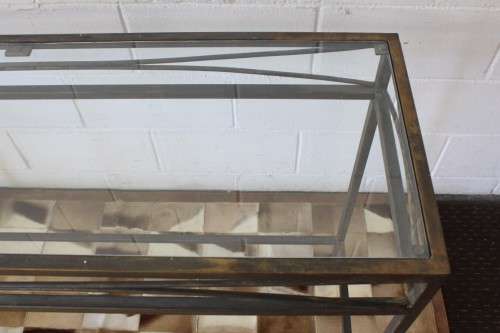**RS17** A fantastic wrought iron console/ hallway table w/ a glass top and a modern stylish design