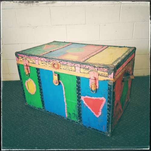 A stunning large vintage chest (toy box) with loads of storage space - brightly colour painted!!