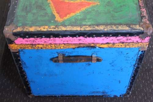 A stunning large vintage chest (toy box) with loads of storage space - brightly colour painted!!