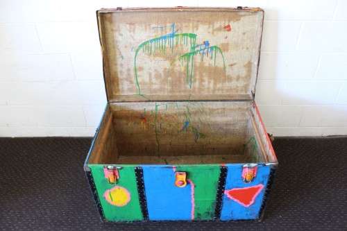 A stunning large vintage chest (toy box) with loads of storage space - brightly colour painted!!