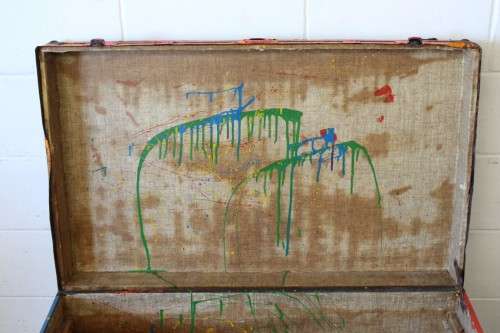 A stunning large vintage chest (toy box) with loads of storage space - brightly colour painted!!