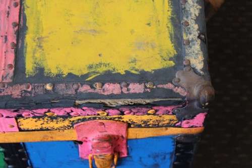 A stunning large vintage chest (toy box) with loads of storage space - brightly colour painted!!