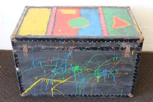 A stunning large vintage chest (toy box) with loads of storage space - brightly colour painted!!