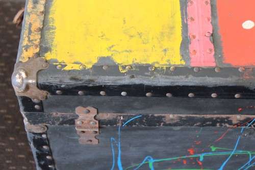 A stunning large vintage chest (toy box) with loads of storage space - brightly colour painted!!