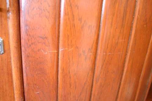 **RS17_Clearance** Vintage Art Deco Imbuia 3-door wardrobe with 4x large shelves & hanging space