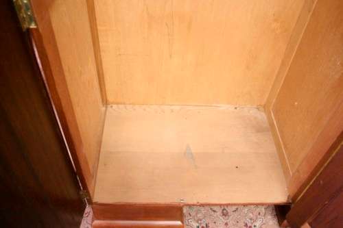 **RS17_Clearance** Vintage Art Deco Imbuia 3-door wardrobe with 4x large shelves & hanging space