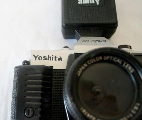 A fabulous vintage 1980's Yoshita X700 camera with an Amity flash, colour optical lens.