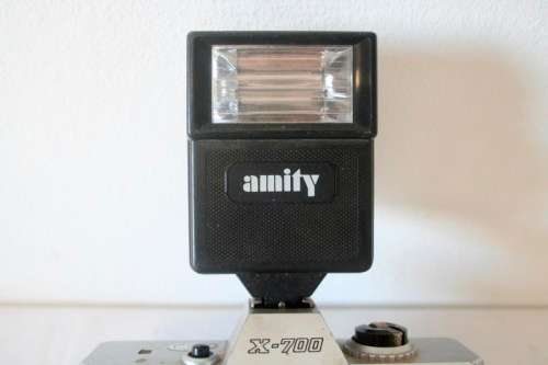 A fabulous vintage 1980's Yoshita X700 camera with an Amity flash, colour optical lens.