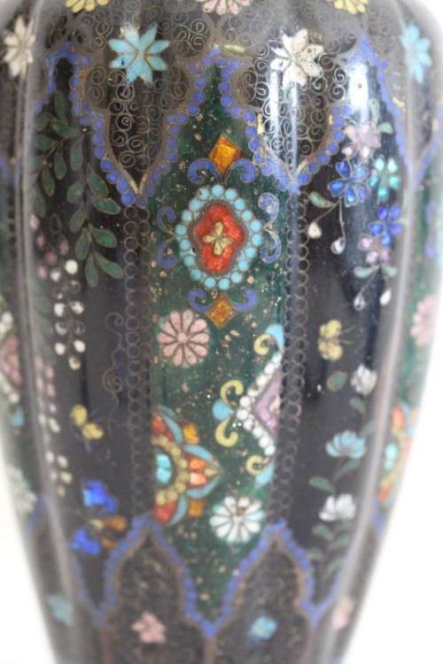 A magnificent and rare antique Chinese cloisonné enamelled vase with exceptional detailing