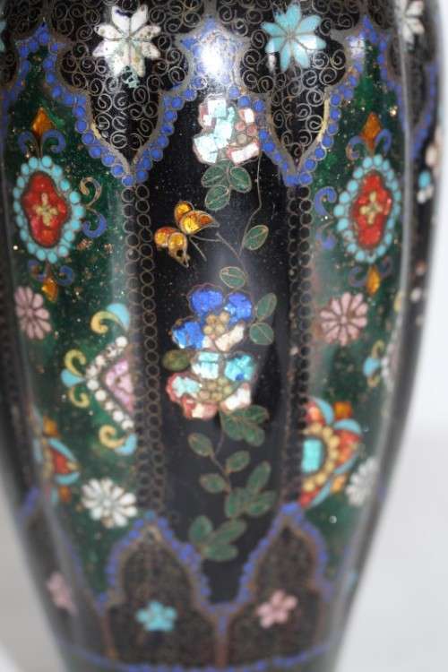 A magnificent and rare antique Chinese cloisonné enamelled vase with exceptional detailing