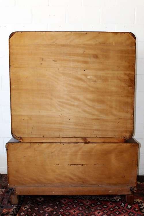 **RS17_Clearance** ART DECO (c.1930) walnut show cabinet w/ rounded corners & sliding glass doors