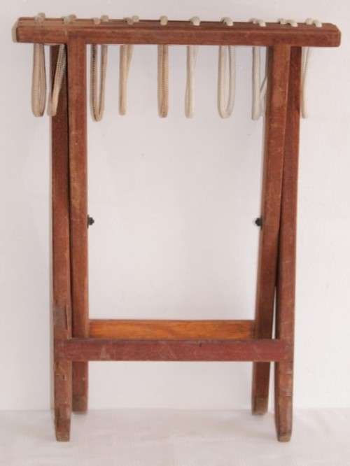 **RS17** Stunning solid teak folding chair/ stool w/ an upholstered cushion - price/ bid per stool