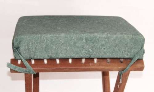 **RS17** Stunning solid teak folding chair/ stool w/ an upholstered cushion - price/ bid per stool