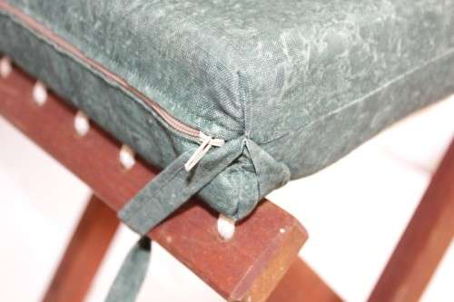 **RS17** Stunning solid teak folding chair/ stool w/ an upholstered cushion - price/ bid per stool