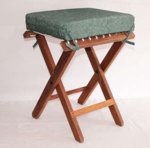 **RS17** Stunning solid teak folding chair/ stool w/ an upholstered cushion - price/ bid per stool