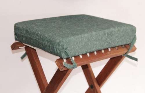 **RS17** Stunning solid teak folding chair/ stool w/ an upholstered cushion - price/ bid per stool