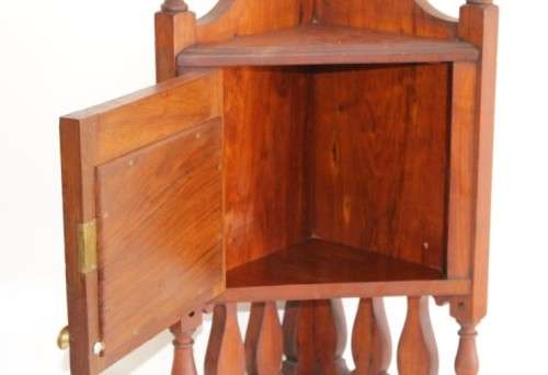 A stunning antique solid oak bathroom corner vanity cabinet w/ bevelled mirrors and carved detailing
