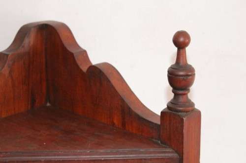 A stunning antique solid oak bathroom corner vanity cabinet w/ bevelled mirrors and carved detailing