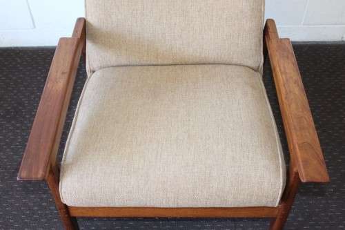 **RS17_Clearance** Vintage Danish made "Scandinavian Modern" solid teak upholstered lounge armchair