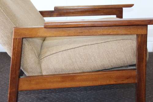 **RS17_Clearance** Vintage Danish made "Scandinavian Modern" solid teak upholstered lounge armchair