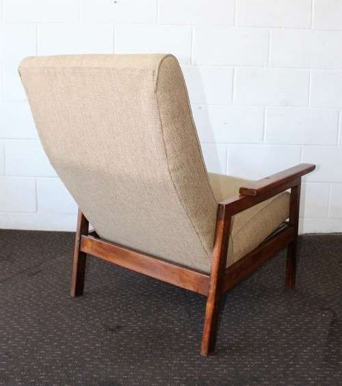 **RS17_Clearance** Vintage Danish made "Scandinavian Modern" solid teak upholstered lounge armchair