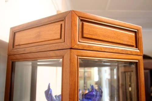 *Discounted* Exquisite solid Rosewood hexagon display cabinet w bevelled glass & large cupboard