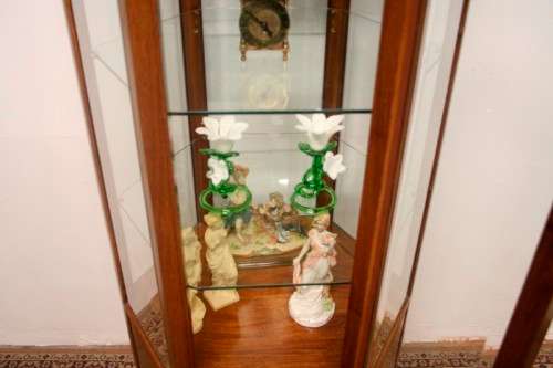 *Discounted* Exquisite solid Rosewood hexagon display cabinet w bevelled glass & large cupboard
