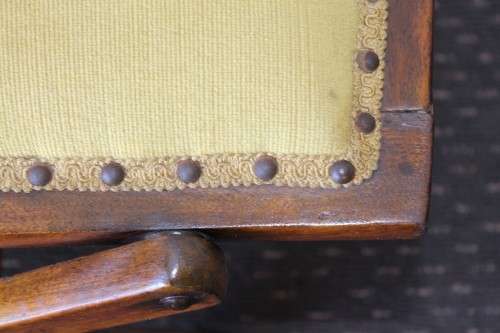**RS17_Clearance** Antique Victorian solid teak folding chair w/ upholstered seat & spindle backrest