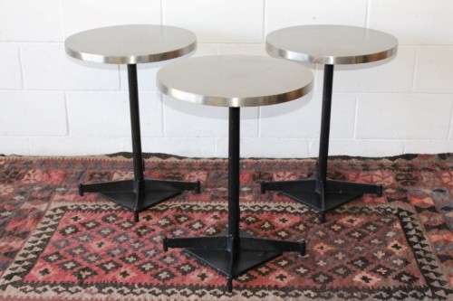 **RS17** Aluminium-topped circular outdoor table on heavy iron base; price per table - 4x available