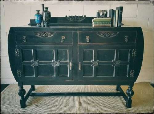 **RS17_Clearance** Gorgeous black Oriental sideboard/ buffet w/ styled handles & hinges & cupboards