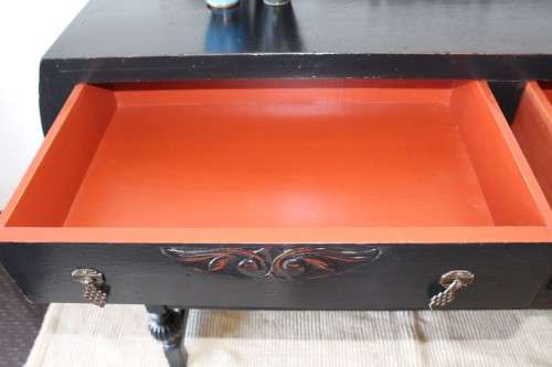 **RS17_Clearance** Gorgeous black Oriental sideboard/ buffet w/ styled handles & hinges & cupboards