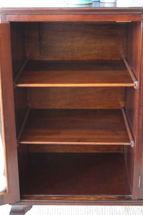 **RS17_Clearance** Beautiful Imbuia ball & claw fall-front display/ drinks cabinet w/ glass door